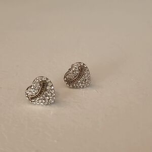 Juicy Couture Silver Crystal Heart Stud Earrings